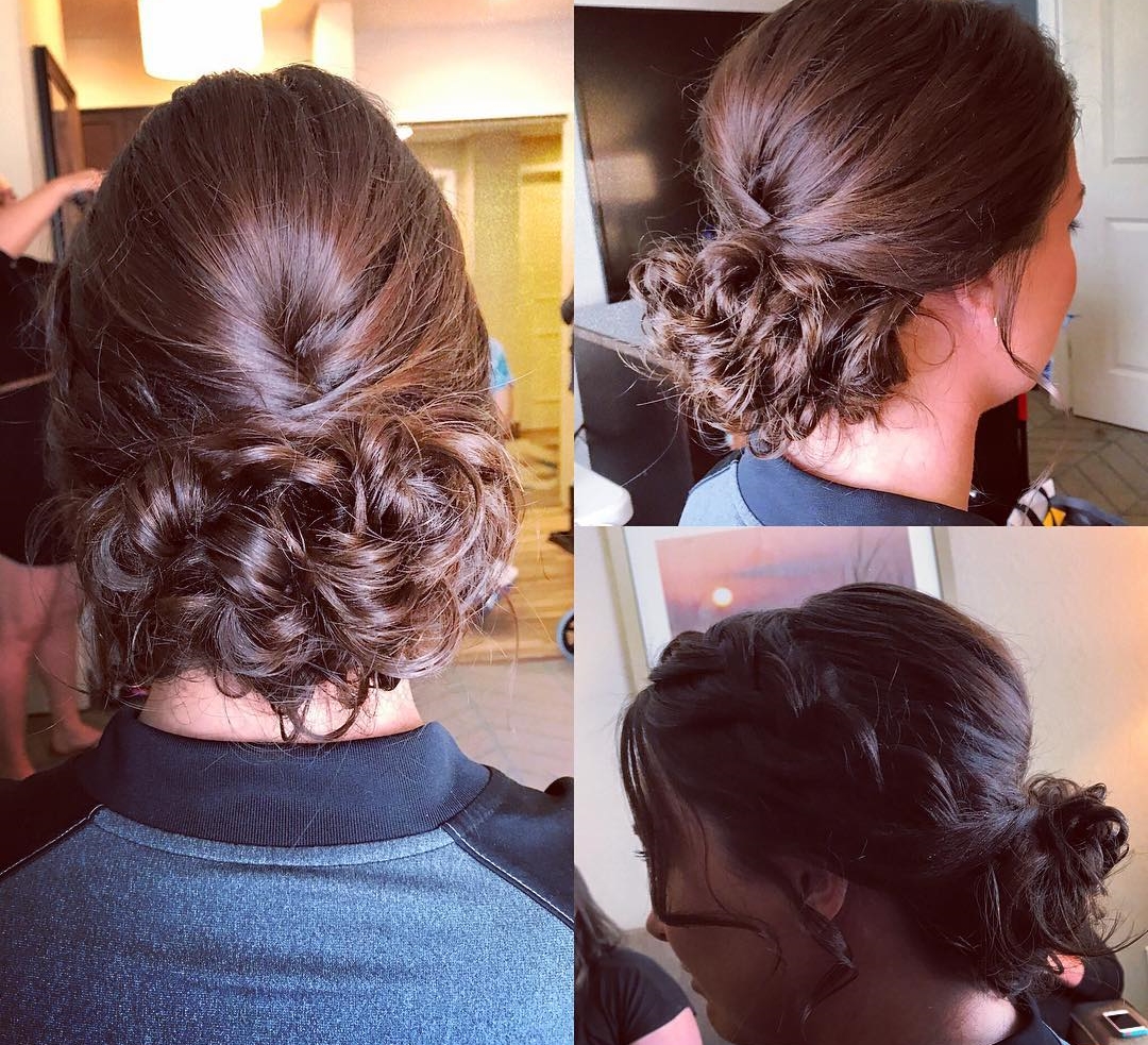 French Braids into Messy Low Bun